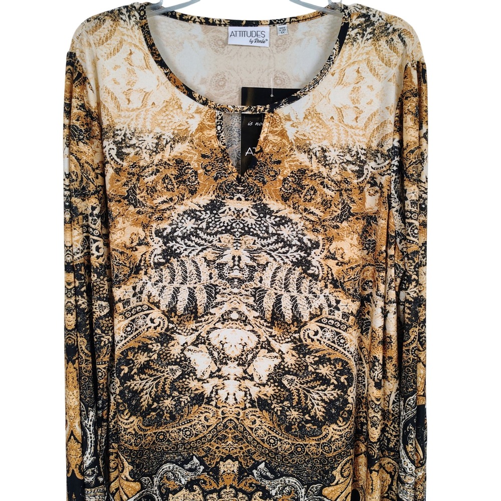 NWT Womens 1X Attitudes by Renee Paisley Tunic Multicolor Boho Whimsigoth Top